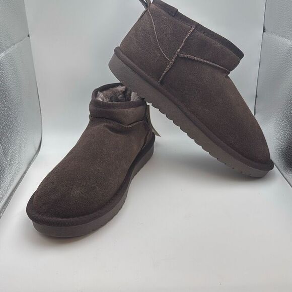 CUSHIONAIRE Women's COZY Genuine Suede Ankle Snow Boots SIZE 9.5 WIDE CHOCOLATE - Picture 6 of 7